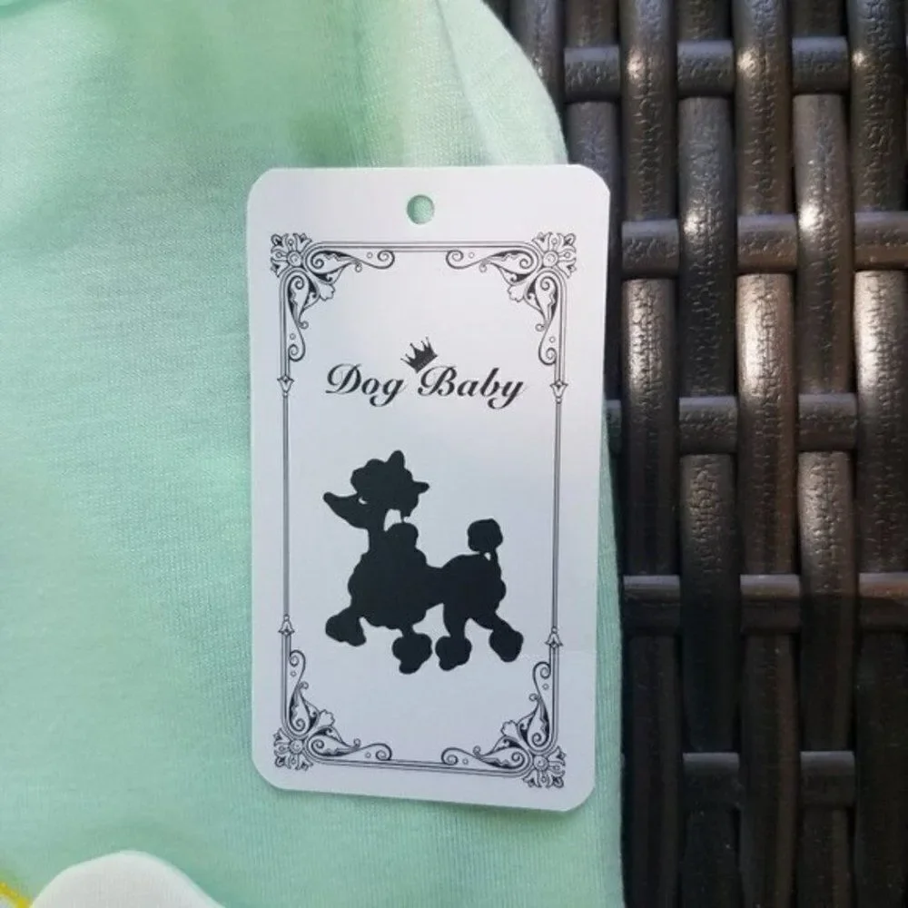 Medium Dog Shirt Green Spring w/Flower for Tiny Dog Baby